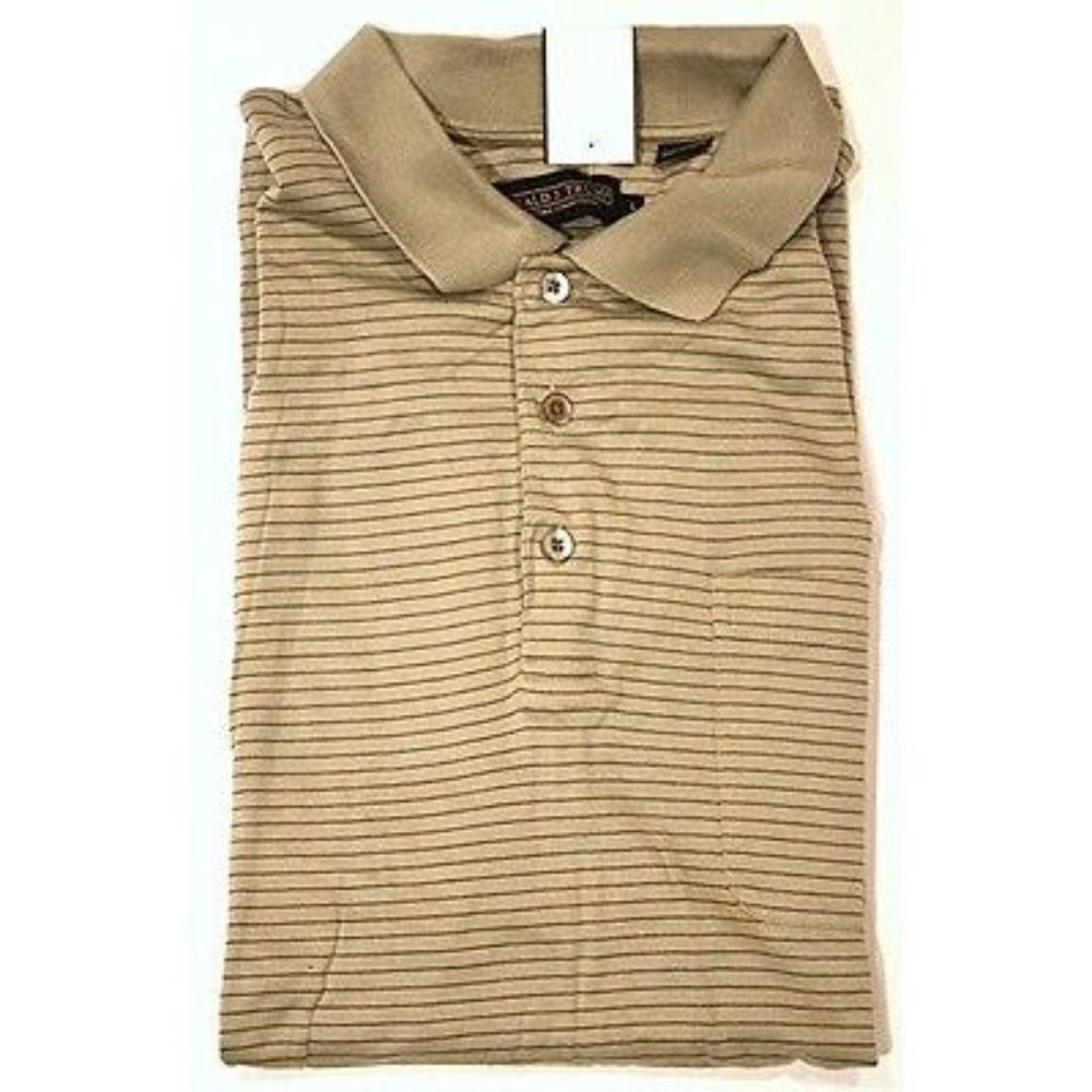 DONALD TRUMP Signature Collection KHAKI Army Green STRIPE Polo BUTTON Shirt L
